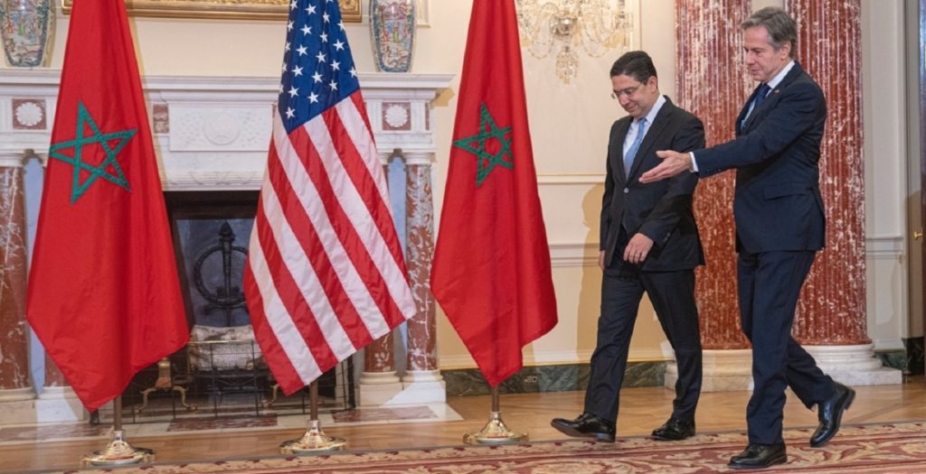 وزير الخارجية الأمريكي أنطونيو بلينكن ونظيره المغربي ناصر بوريطة (تويتر)