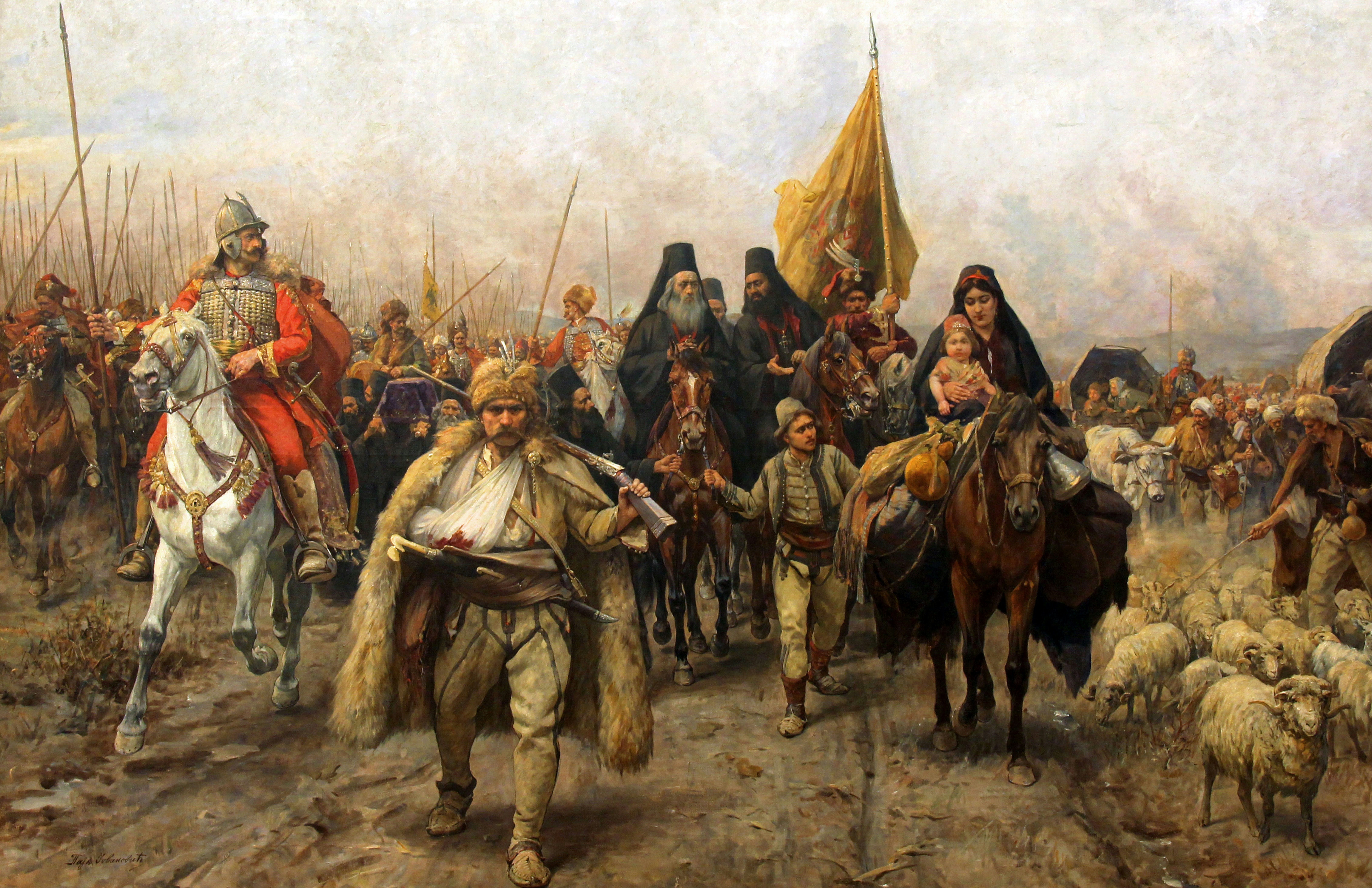 مشهد من هجرة الصرب الكبرى بريشة بايا يوفانوفيتش - Wikimedia Commons