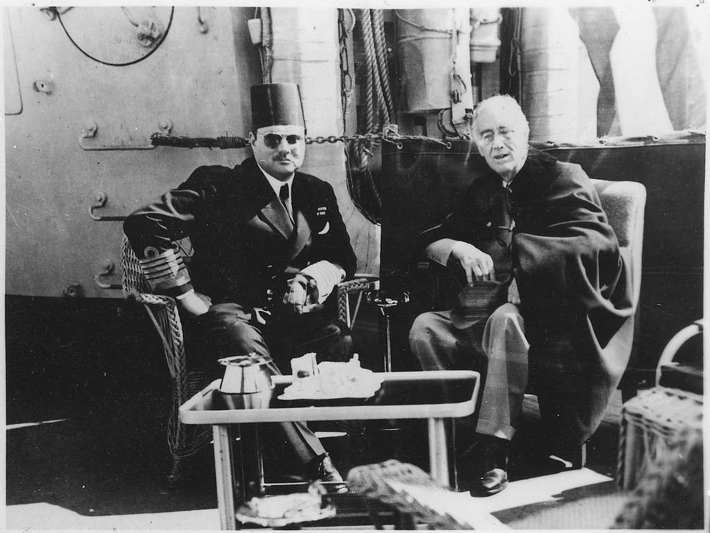 الملك فاروق والرئيس الأمريكي فرانكلين روزفلت