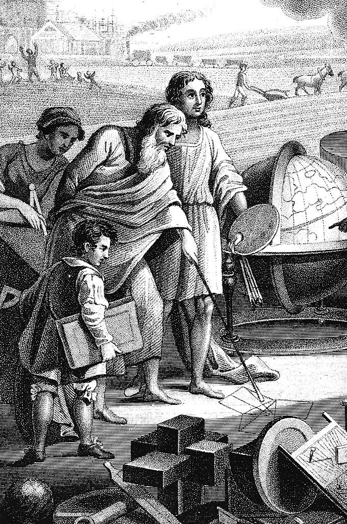 رسم نظرية فيثاغورس على المثلثات القائمة في زاوية الرمال باستخدام عصا/ Getty Images