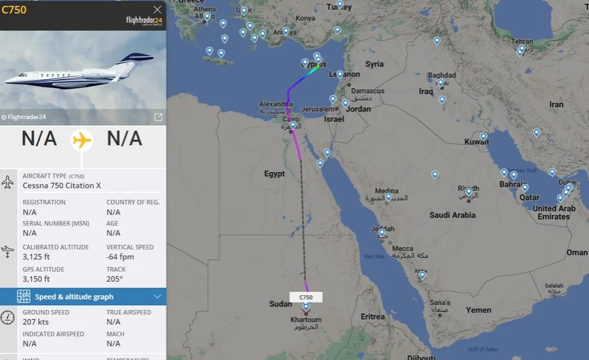 تتبع مسار الطائرة التي وصلت الخرطوم