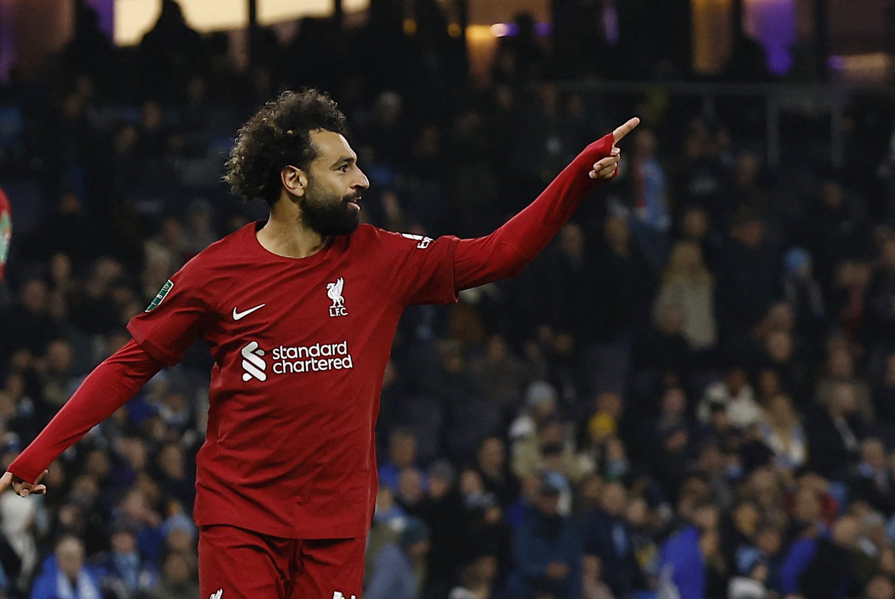محمد صلاح في مباراة مانشستر سيتي وليفربول (رويترز)