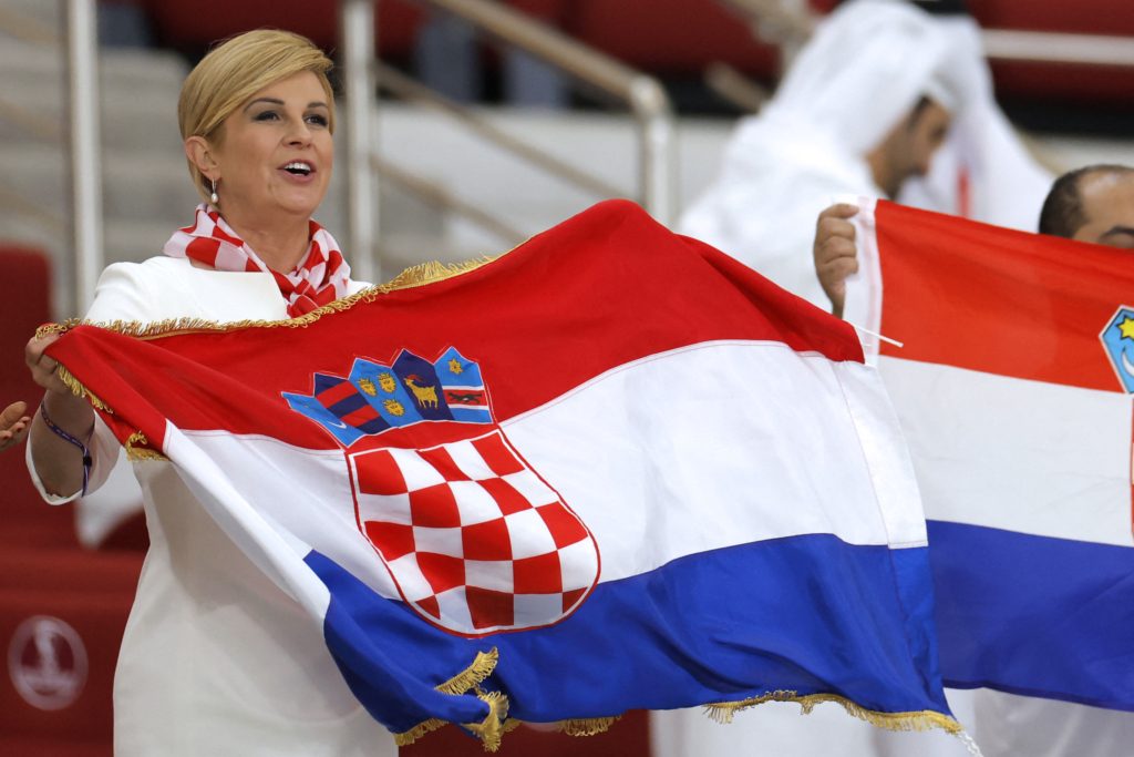 رئيسة كرواتيا السابقة تحتفل بالفوز على المغرب - gettyimages