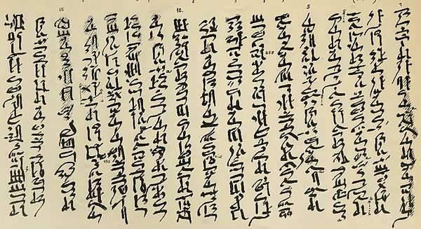 ويكيميديا\ قصة سنوحي مكتوبة على قطعة بردى