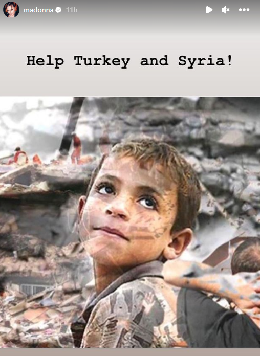 صورة من زلزال تركيا وسوريا من حساب مادونا| مواقع التواصل
