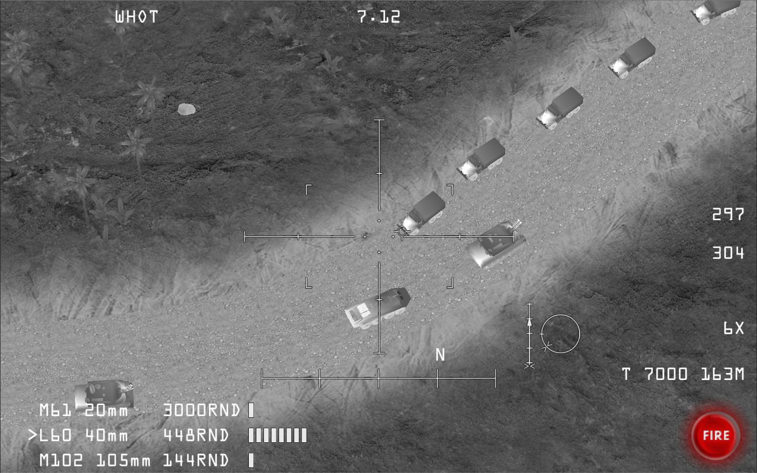 صورة محاكاة قصف جوي لاستهداف قافلة مركبات