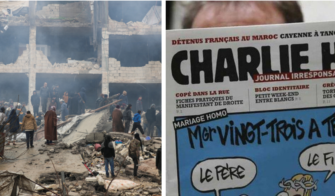 “شارلي إيبدو”.. متى أصبحت الكوارث الطبيعية موضوعاً للسخرية؟