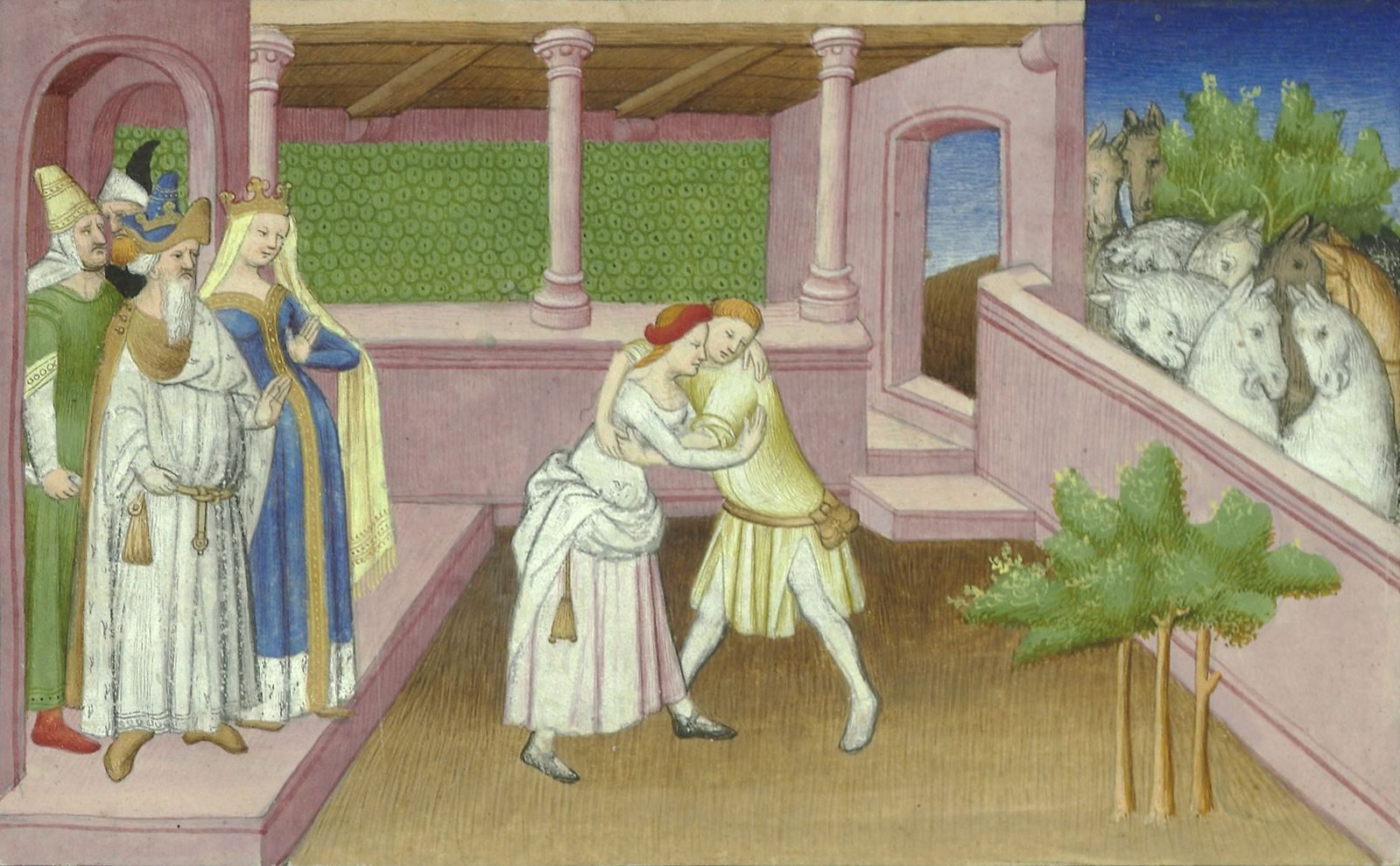 رسمة منمنمة من القرن الخامس عشر تجسد الأميرة وأحد الرجال - Wikimedia Commons
