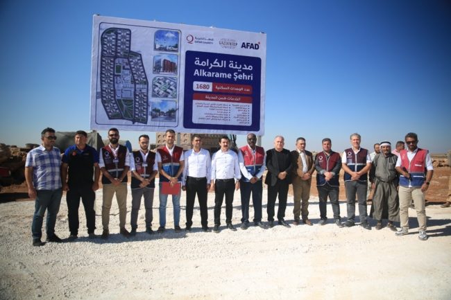 “قطر الخيرية” تضع حجر الأساس لمدينة “الكرامة” بسوريا.. تنسق مع تركيا لإيواء 8500 نازح بريف حلب