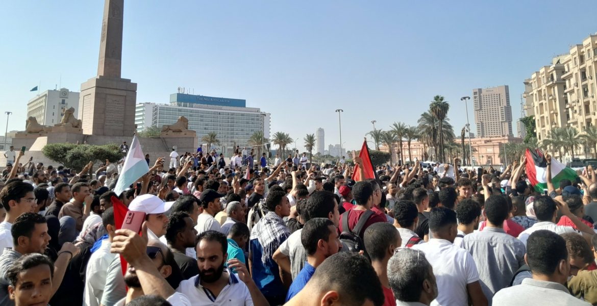 مظاهرات مصر لدعم غزة في ميدان التحرير- وسائل التواصل
