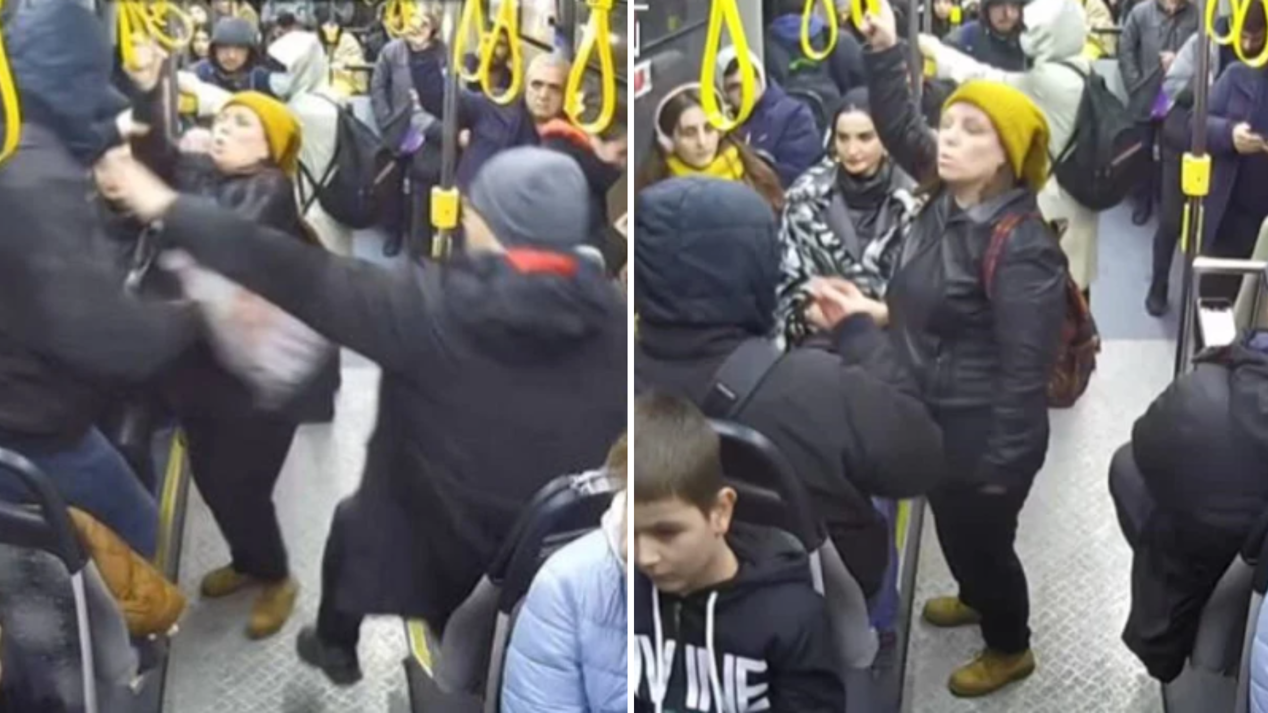 رجل أبرح سيدة ضرباً المواصلات في إسطنبول