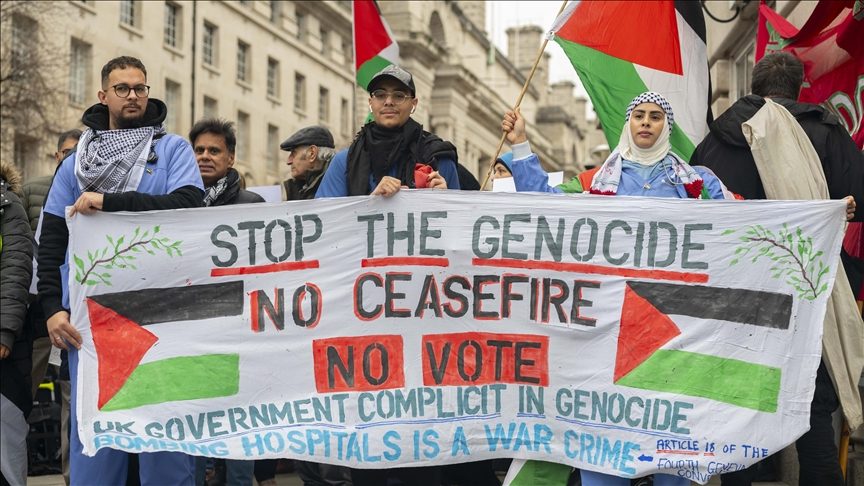 مظاهرة مؤيدة لفلسطين في بريطانيا 