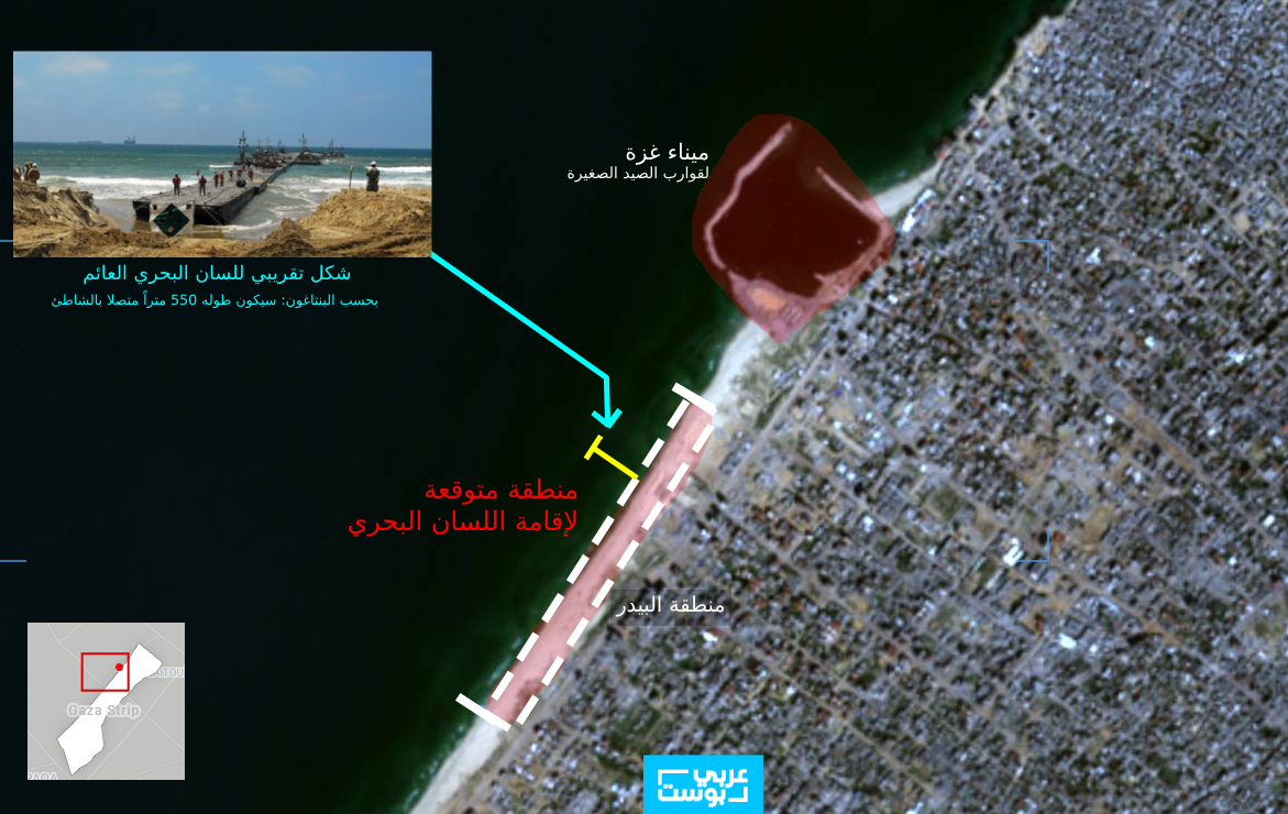 الموقع المحتمل لإنشاء لسان بحري بغزة - عربي بوست