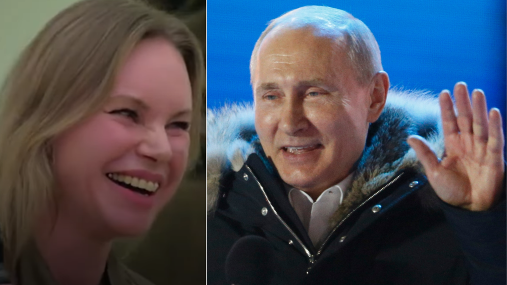 الرئيس الروسي فيلاديمير بوتين يغازل ممرضة ترتدي زياً عسكرياً - مصدر الصورة: رويترز + يوتيوب