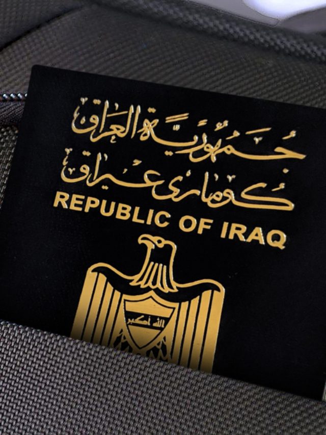 Close,Up,Of,Iraqi,Passport,In,Black,Suitcase,Pocket