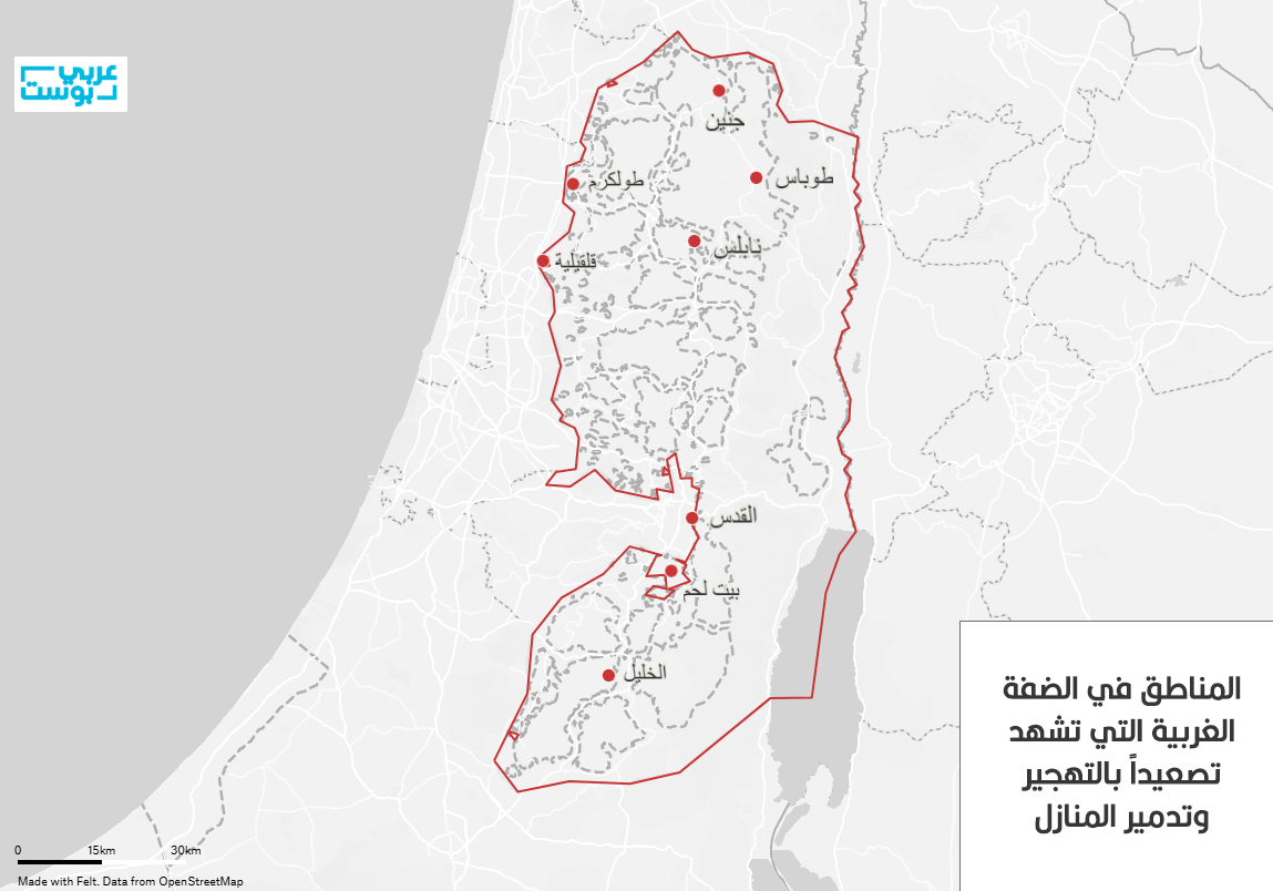 المناطق التي تشهد اشتعالاً منذ إعلان الاحتلال عدوان 
